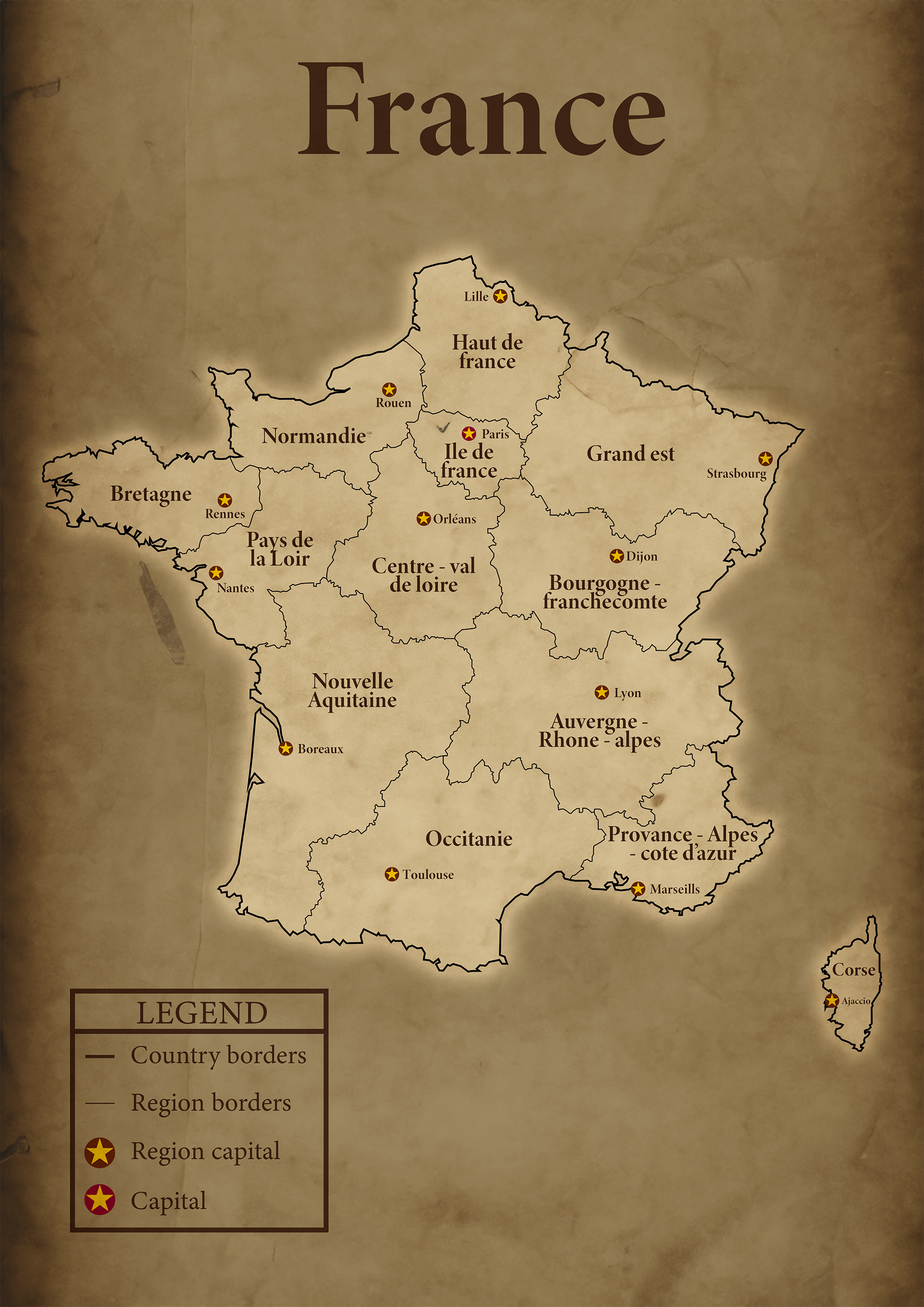 Affiche Carte de France